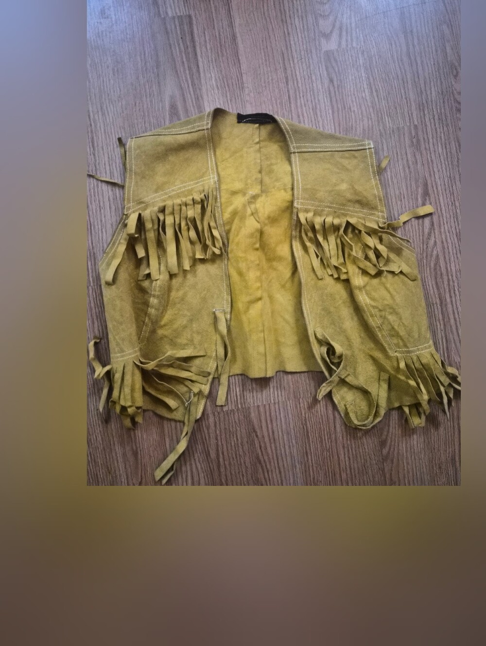 Fringe Suede Open-Front Vest in Canary Yellow/green